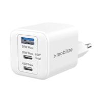 Mobilize Wall Charger 2x USB-C + 1x USB GaN 65W with PD/PPS White - thumbnail