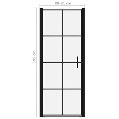 Douchedeur 91x195 cm gehard glas zwart - thumbnail