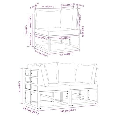 Buitenmeubelsets met kussen met kussen 2 pcs Zwart en Anthraciet