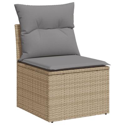 4-delige Loungeset met kussens poly rattan beige - thumbnail
