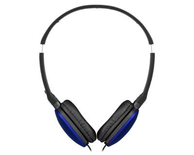 JVC HA-S160M-A - Flats opvouwbare en compacte hoofdtelefoon in glanzende trendy kleur, met schakelaar voor microfoon aan/uit, ideaal voor telewerken en online seminars (blauw)