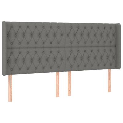 Hoofdbord met randen 183x16x118/128 cm stof donkergrijs