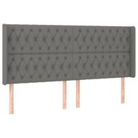 Hoofdbord met randen 183x16x118/128 cm stof donkergrijs - thumbnail