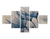 Schilderij - Paardenbloem met waterdruppels, 5luik, premium print - thumbnail