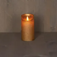 Anna&apos;s Collection LED kaars flame effect rustiek 7.5x15cm goud 1 stuks - thumbnail