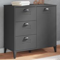 Dressoir VIKEN 80x40x80 cm bewerkt hout antracietgrijs - thumbnail