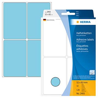 Etiket HERMA 2493 52x82mm blauw 128stuks