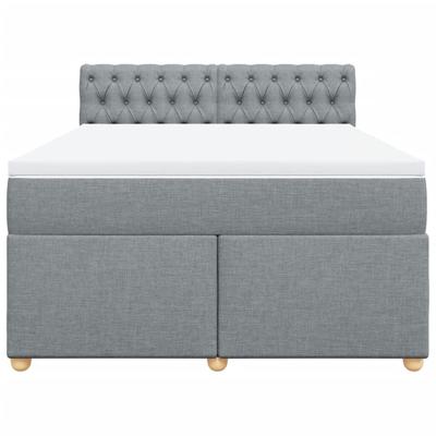 Boxspring met matras stof lichtgrijs 140x200 cm - thumbnail