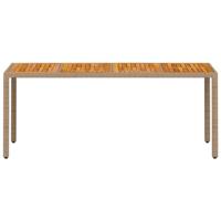 Tuintafel 190x90x75 cm poly rattan en acaciahout beige - thumbnail