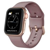 By Qubix - Soft siliconen bandje met gespsluiting - Paarsbruin - Compatible met Apple Watch 44mm / 45mm / 46mm / 49mm - Compatible Apple watch bandjes - thumbnail