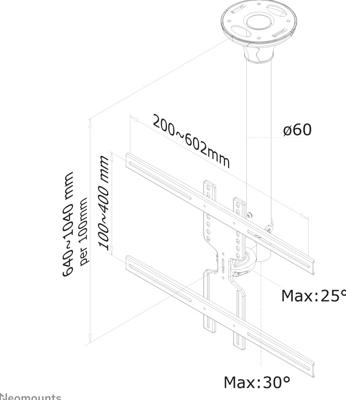 Neomounts fpma-c400black monitor plafondsteun bevestiging (zwart)