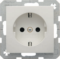 Berker S1 wandcontactdoos 1-voudig met randaarde en kinderbeveiliging polarwit glanzend - thumbnail