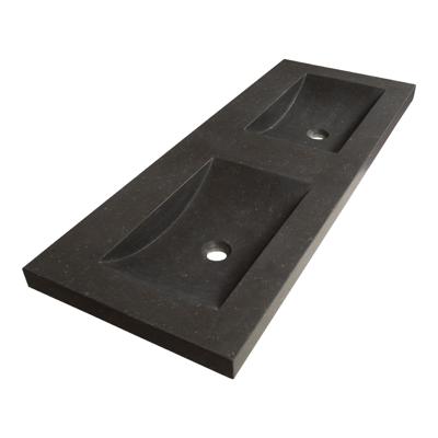 Sanituba Corestone dubbele wastafel basalt zonder kraangaten 120cm