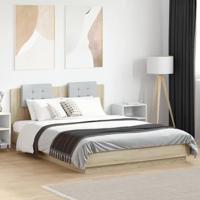 Bedframe met hoofdeinde bewerkt hout sonoma eiken 150x200 cm - thumbnail