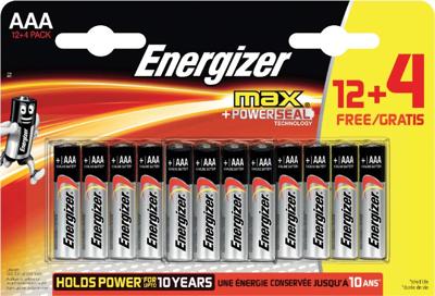 AAA batterij (potlood) Energizer Max LR03, 12+4 gratis Alkaline 1.5 V 16 stuk(s) AAA batterij (potlood) Energizer Max LR03, 12+4 gratis Alkaline 1.5 V 16 stuk(s)