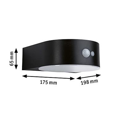 Paulmann 94730 Eileen PIR 2200K Wandlamp op zonne-energie Energielabel: A (A - G) 5.5 W Goud Zwart