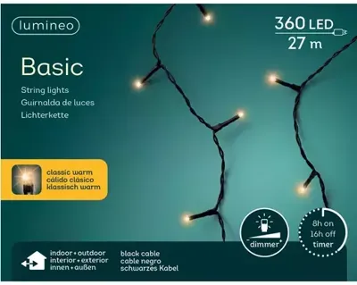 Lumineo basic Rice 360LED 27m klassiek warm
