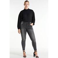 Zizzi high waist straight fit jeans zwart lengtemaat 32 - thumbnail