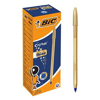 Pen Bic Cristal Shine Gouden 0,32 mm Blauw 20 Onderdelen
