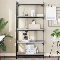 Boekenkast 5-laags 76x32x158 cm bewerkt hout grijs sonoma - thumbnail