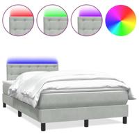 Boxspring met matras en LED fluweel lichtgrijs 120x210 cm - thumbnail