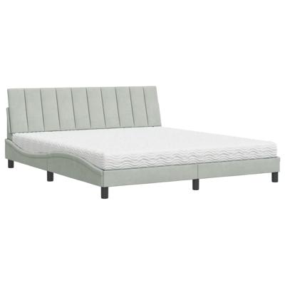 Bed met matras fluweel lichtgrijs 160x200 cm