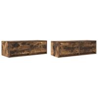 Tv-meubelen 2 st 80x31x25,5cm bewerkt hout gerookt eikenkleurig - thumbnail