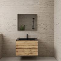 ACTIE BWS Badmeubel | Paris | Dakota Oak 80 cm | Mat Zwart Wastafel | 1 Kraangat - thumbnail
