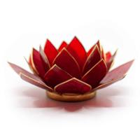 Lotus Sfeerlicht Rood 1e Chakra Goudrand - thumbnail