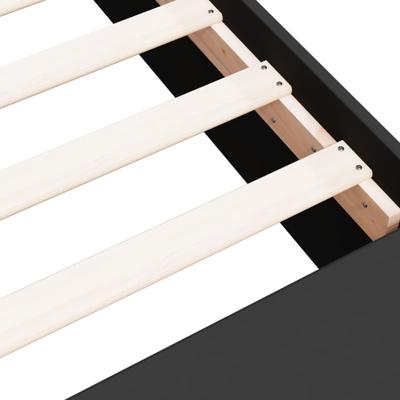 Bedframe bewerkt hout zwart 75x190 cm