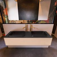 Badkamermeubelset Mondiaz Erin 150 cm met 1 Lade met RIDGE Wastafel Dubbel Urban met 2 kraangaten Greeploos Mat Rosee - thumbnail