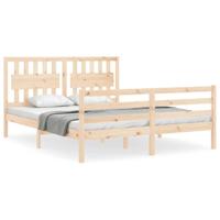 Bedframe met hoofdbord massief hout 160x200 cm - thumbnail