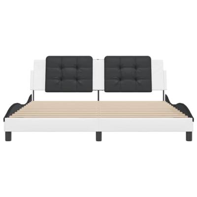 Bedframe met hoofdbord kunstleer wit en zwart 180x200 cm