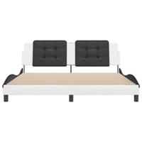 Bedframe met hoofdbord kunstleer wit en zwart 180x200 cm - thumbnail