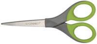 Q-CONNECT schaar Premium, ft 17 cm, rechts en links, scherpe punt, RVS, grijs/groen, blister van 1 stuk - thumbnail