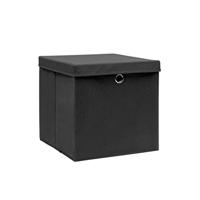 VidaXL Opbergboxen met deksel 4 st 28x28x28 cm zwart - thumbnail