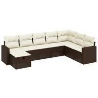 8-delige Loungeset met kussens poly rattan bruin - thumbnail