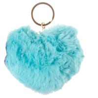 LG-Imports sleutelhanger fluffy hart blauw - thumbnail