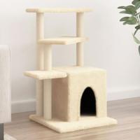vidaXL Kattenmeubel met sisal krabpalen 83,5 cm crèmekleurig, kattenpaal, kattenboom, kattenkrabpaal, kattenhuis, kattenmeubel, kattenpalen - thumbnail