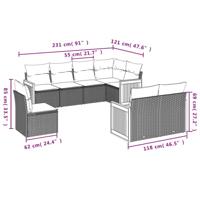 8-delige Loungeset met kussens poly rattan zwart - thumbnail
