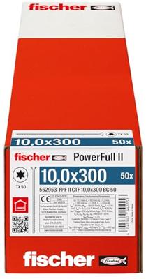 Fischer 562953 FPF II CTF 10,0 x 300 BC 50 Houtschroef 10 mm 300 mm TX Staal Galvanisch verzinkt 50 stuk(s) Fischer 562953 FPF II CTF 10,0 x 300 BC 50 Houtschroef 10 mm 300 mm TX Staal Galvanisch verzinkt 50 stuk(s)