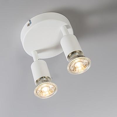 QAZQA Moderne spot wit kantelbaar rond 2-lichts - Jeany