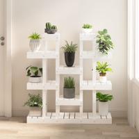 Plantenstandaard wit 104,5x25x109,5 cm massief grenenhout - thumbnail