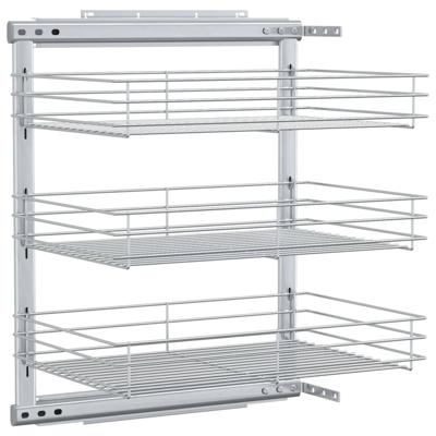 VidaXL Draadmand keuken uittrekbaar 3-laags 47x35x56 cm zilverkleurig