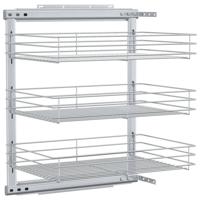 VidaXL Draadmand keuken uittrekbaar 3-laags 47x35x56 cm zilverkleurig - thumbnail