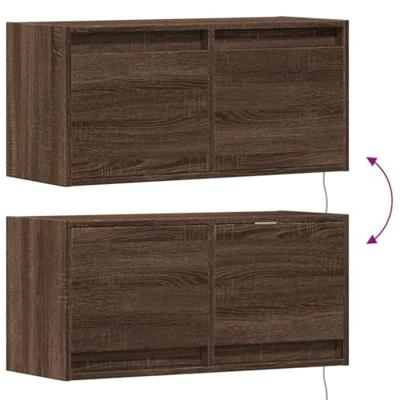 Tv-wandmeubel met LED-verlichting 80x31x35 cm bruin eikenkleur