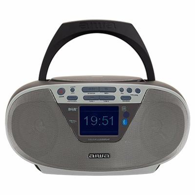 Aiwa BBTU-500DAB/SL draagbare cd-radio Dab+ met 2,4 inch kleurendisplay, Bluetooth 5.0, USB, CD/CDR/RW/MP3, Dab+, kleur: zilver