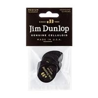 Dunlop 485P03MD Celluloid Teardrop Black Pick Medium plectrumset (12 stuks) - thumbnail