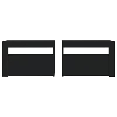 Nachtkastjes 2 st met LED-verlichting 60x35x40 cm zwart