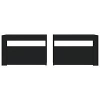 Nachtkastjes 2 st met LED-verlichting 60x35x40 cm zwart - thumbnail